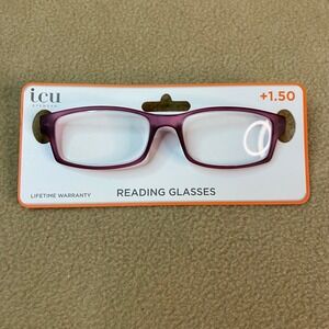 ICU Eyewear Reading Glasses +150 Magnification Rose/Purple Readers Frame NWT